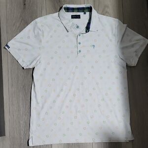William Murray Golf White Polo with Floral Accents